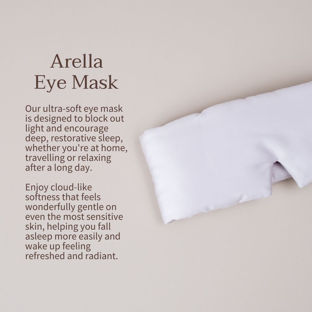 Arella light blocking sleep eye mask with product benefits