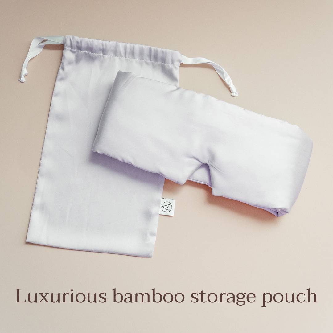Arella bamboo eye mask with luxurious velvet storage pouch